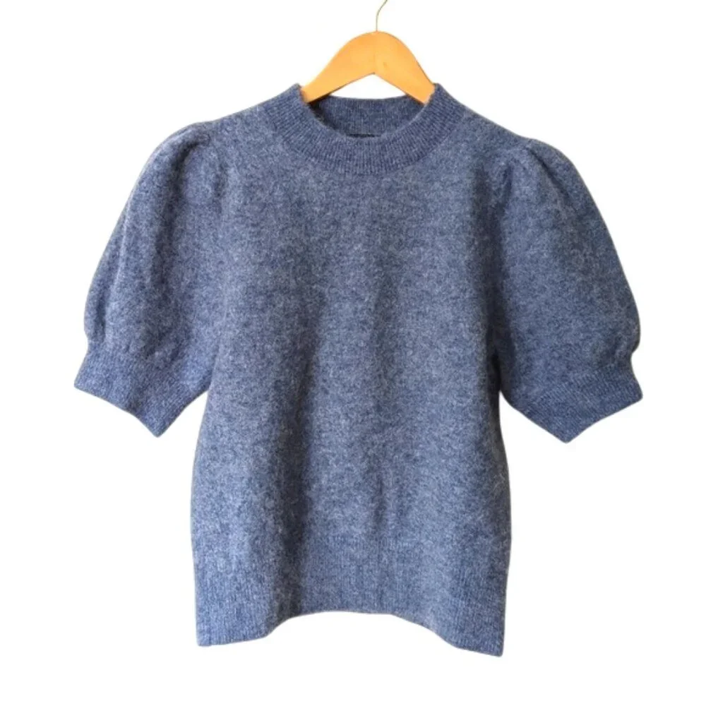 Banana Republic‎ Wool Angora Dusty Blue Knit Top Size M